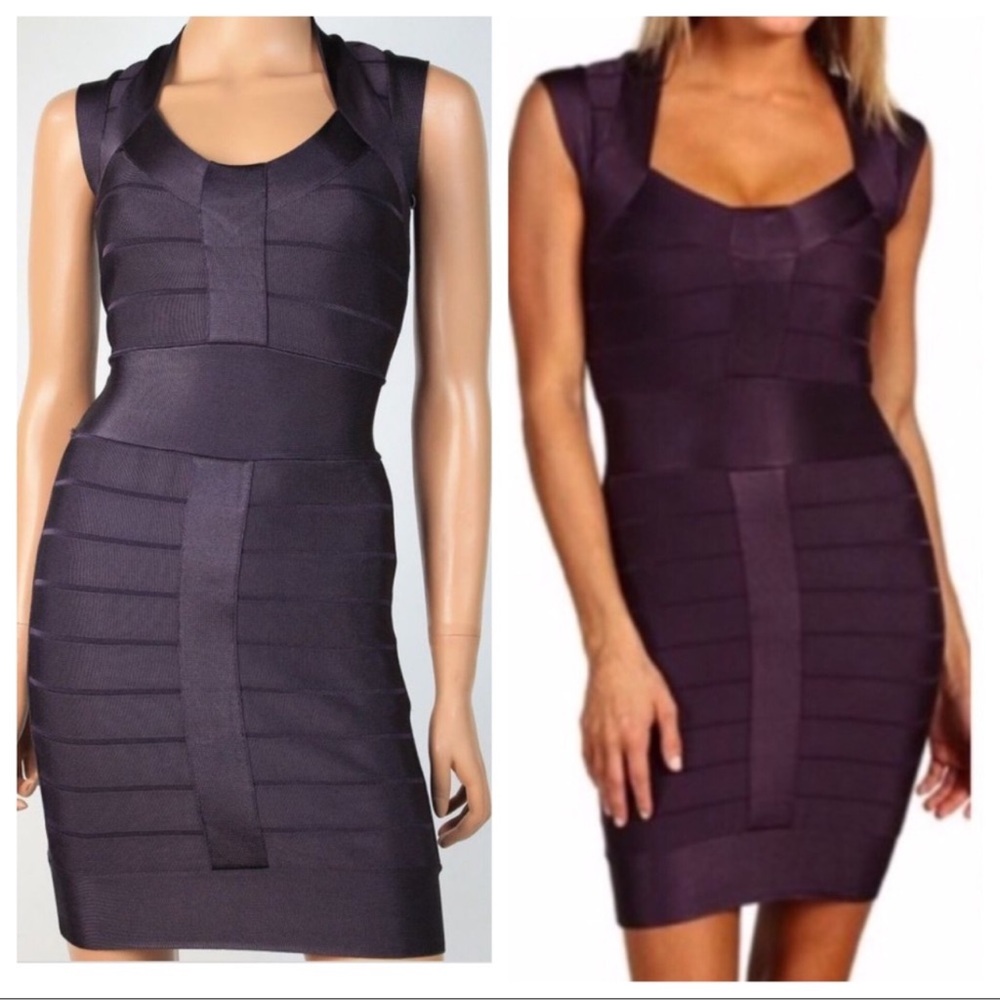 French Connection bandage dress in plum
